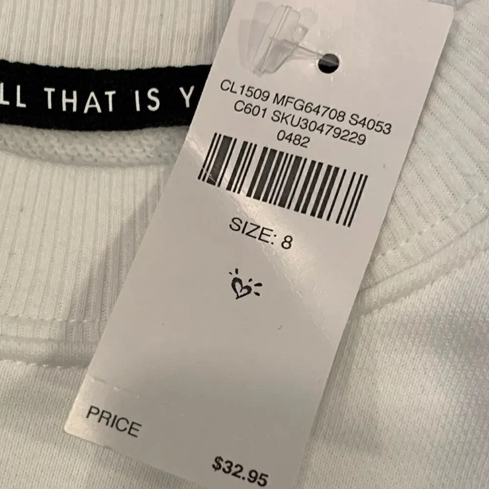 NWT MFleece Jersey Cropped Sweatshirt w/ Rai…